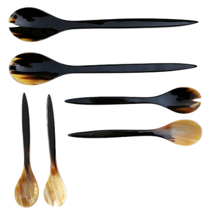 Paire de cuillères en corne de buffle sculptées de luxe Ustensiles de cuisine et de service à domicile pour mariages Autres occasions pour cadeaux - Product Image 1