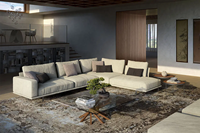 Canapé en forme de L en tissu avec base en métal, style moderne, mobilier italien pour appartement, salon, fourniture d'usine