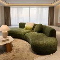 Ensemble de canapés modulaires en chenille courbés en forme de croissant de lune, avec double chaise longue, structure en bois de marron, mousse haute densité, pour salon d'appartement