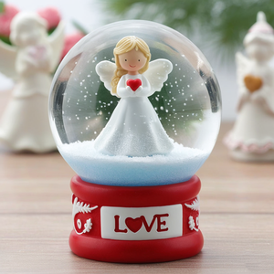 Amour <span class=keywords><strong>eau</strong></span> Globe personnalisé bureau décoration résine doux ange fille boule à neige décor à la maison créatif vacances cadeau - Product Image 3