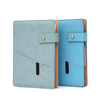 Carnet de notes A5 en cuir PU OEM ODM, avec reliure spirale, emplacements pour cartes, pochette zippée, fenêtre pour carte d'identité et porte-stylo