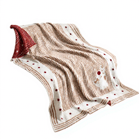 Plaid réversible à rayures et pois, semi-velours ultra doux 170x130cm, toutes saisons, chaud pour canapé et maison, vente en gros OEM