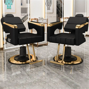 Sillón de Barbería Ajustable con Elevación Giratoria, Silla de Barbero Tipo Chaise Longue con Bomba Hidráulica y Masaje, Muebles de Salón de Acero Inoxidable - Product Image 3