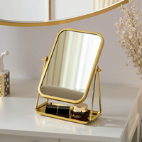 Nouveau miroir de maquillage personnalisé, miroir de bureau rotatif à 360 degrés, ovale, en métal argenté, miroir de dressing pour dortoir