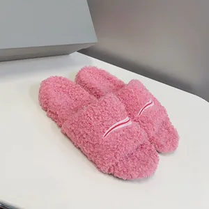 Sandalias Cálidas de Invierno para Mujer, con Punta Abierta y Plataforma, Tipo Pantuflas con Bordado y Peluche - Product Image 6