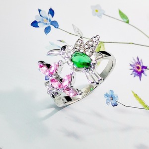 Anello vintage con uccellino in tonalità rosa e verde, regalo esagerato per donna, ideale per feste e uso quotidiano - Product Image 3