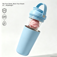Vaso Térmico de Acero Inoxidable 2 en 1 de 16 oz con Recipiente para Snacks de Tritán, Kit Portátil para Beber y Guardar Bebidas para Picnic y Festivales de Música