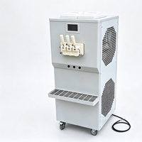 Nieuwe 3-smaken roestvrijstalen softijs- en bevroren drankencombinatiemachine met grote capaciteit voor fruit- en melk-sundae's