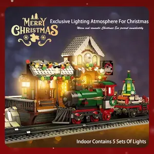 Jie Star 89142 città natale villaggio stazione ferroviaria con luce fai da te mattoncini modello regali per bambini set di blocchi - Product Image 3