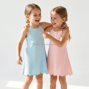 2026 Girls <b>Summer</b> Sports <b>Dress</b> Built in Shorts Fabric <b>Halter</b> Wave Hem <b>Dress</b> for Yoga Tennis Custom Design Low MOQ - Product Image 3