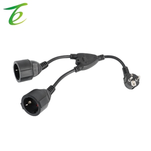 Câble d'extension électrique standard européen, un câble pour deux prises, trois fils, prise européenne, coudé, deux prises, câble d'alimentation en cuivre pur - Product Image 1