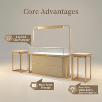 Vitrine à bijoux moderne de luxe éco-responsable avec éclairage LED pour bagues, boucles d'oreilles, colliers, bracelets