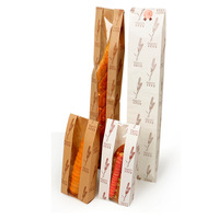 Sacs en papier Kraft brun avec fenêtre transparente, emballage recyclable de qualité alimentaire pour le petit déjeuner, la boulangerie et les biscuits