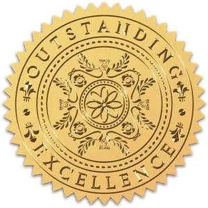Goldfolien-Zertifikatssiegel von herausragender Exzellenz 100 Stück selbstklebende geprägte Siegel Gold-Aufkleber Medaillendekoration-Etiketten
