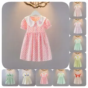 שמלת ילדה קטנה שמלת נסיכת קיץ לילדים מיני קז'ואל ללא שרוולים מוצק ישר מודפס 100% כותנה בגדי תינוקות קיץ