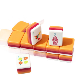 Tuiles de Mahjong de style américain, jouet anti-stress en acrylique à quatre couches et blocs de couleur pour enfants et parents, jeu d'échecs/de cartes portable pour l'extérieur - Product Image 5