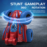 Niños 360 °   Coche RC Acrobático Giratorio - Vehículo Eléctrico Todoterreno de 4 Canales con Cable USB - Juguete de Control Remoto Listo para Usar