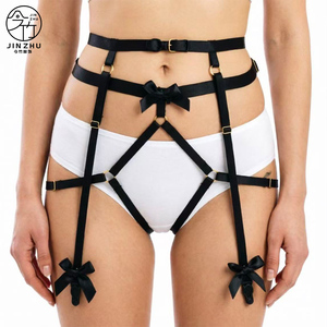 JINZHU Porte-<span class=keywords><strong>jarretelles</strong></span> en polyester pour femme, nouveau style tendance avec nœud, style romantique et <span class=keywords><strong>vintage</strong></span>. - Product Image 1