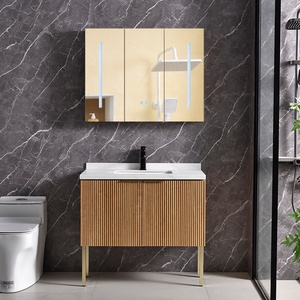 Mueble de <span class=keywords><strong>Baño</strong></span> Moderno de Madera Maciza de <span class=keywords><strong>80</strong></span> <span class=keywords><strong>cm</strong></span> con Lavabo de Cerámica, Resistente al Agua, para Uso en Hospitales y Villas - Product Image 2