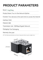 Adaptador de Red LAN Veggieg, Conector de Cable RJ45, Extensor 8P8C, Divisor de Red Hembra 1 a 2, Acoplador RJ45