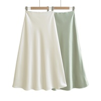 Jupe trapèze en satin pour femme, taille haute, longueur cheville, infroissable, élégante, minimaliste, pour le bureau ou décontractée, longue, OEM ODM