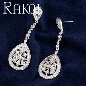 RAKOL EP607 2024 Joyería de Boda, Pendientes Largos de Circonita Colgantes para Novia, Compromiso - Product Image 5