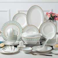 Service de table en porcelaine fine de style chinois, 60 pièces, personnalisable, directement de l'usine, ensemble complet de bols, baguettes, assiettes et cuillères