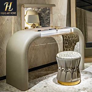 Coiffeuse design légère de luxe pour chambre à coucher rangement de bijoux table de maquillage en cuir personnalisation de meubles pour villa - Product Image 2