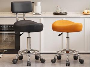 Silla de Salón de Belleza Exclusiva, Silla de Recepción, Taburete Alto con Ruedas Giratorias y Elevación, Taburete para Peluquería - Product Image 5