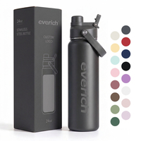 Bouteille d'eau à double paroi sans BPA Everich de 24 oz et 32 oz à large ouverture pour le sport, les voyages en plein air, bouteille à boisson réutilisable