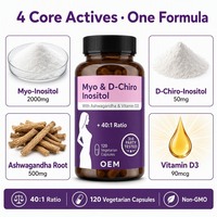 Myo-D-Chiro Inositol 40:1 Capsules Ashwagandha Vitamine D3 Équilibre hormonal féminin SOPK Fertilité menstruelle 120 Capsules
