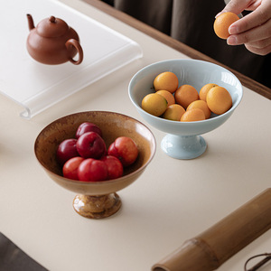 Guanlan High Footed Fruit <b>Plate</b> <b>Ceramic</b> Round Dish For Afternoon Tea Dessert Serving Tray - Product Image 1