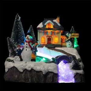 Wholesale Noel Holiday Decor Xmas Scene <strong>Resin</strong> Fiber Optic <strong>Christmas</strong> <strong>Village</strong> <strong>Houses</strong> with Mult Color Leds Lights - Product Image 1