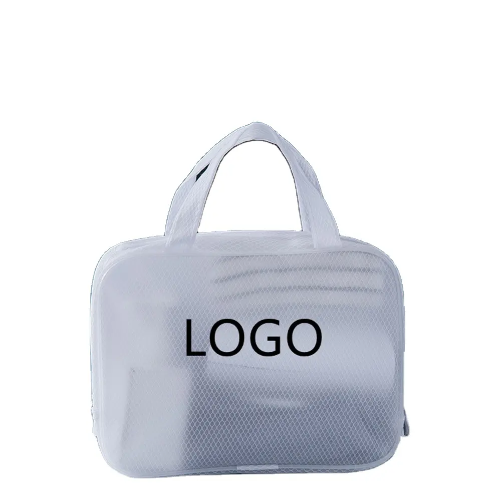 Malha de EVA para viagem com logotipo personalizado, bolsa lavável de malha cosmética para lavagem e viagem à prova d'água, bolsa de maquiagem com zíper