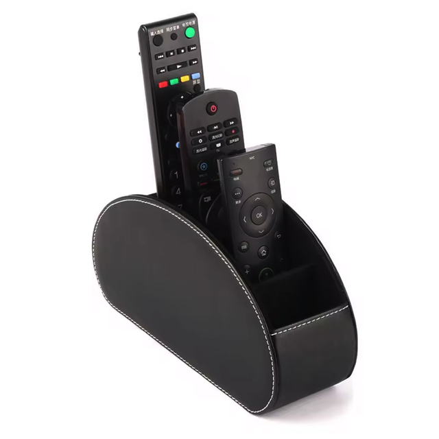 Promotion Gifts Crafts Remote Control Holder Home Decor Desktop 5 Compartments PU Leather TV Remote Control Holder