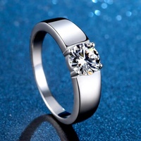 Labor-Gezüchteter Diamant Herren-Verlobungsring S925 Silber PT950 14K/18K Weißgold Runder Brillantschliff Klassischer Stil