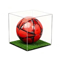 Vitrine de présentation de ballons de football en acrylique haute transparence, autoportante, portable, légère, avec base noire, boîte de rangement anti-poussière pour