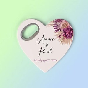 Customized Souvenir Wedding Stainless Steel Magnetic Heart Shaped 2 1 <b>Fridge</b> Magnet Coaster Bottle Opener Custom Color Printing - Product Image 1
