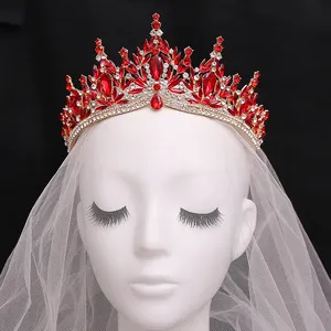 Mahkota rambut wanita, Tiara berlian imitasi, kristal barok, putri, Prom, Kecantikan