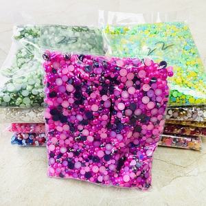 Yantuo พลอยเทียมเรซินผสมสีผสมไข่มุก AB ด้านหลังเรียบแบบไม่มีกาว30กรัม150กรัม500กรัม3มม.-10มม. - Product Image 4