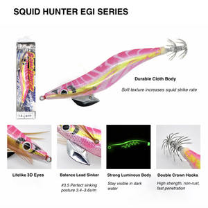เหยื่อตกปลาหมึก Egi Squid Jig Lure 3.0 15 กรัม และ 3.5 19 กรัม เหยื่อตกปลาหมึกเรืองแสงรูปทรงกุ้ง ตัวเหยื่อทำจากผ้า เรืองแสงในเวลากลางคืน พร้อมตะขอแบบ Double Crown - Product Image 3