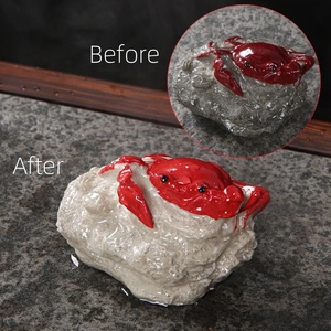 Figurine de <span class=keywords><strong>poisson</strong></span> <span class=keywords><strong>rouge</strong></span> en résine changeant de couleur, artisanat chinois, accessoires pour théière, ornements de maison Feng Shui - Product Image 1