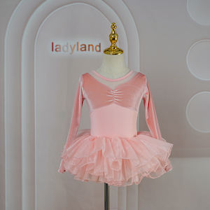 Populer modis anak perempuan anak-anak thong lengan panjang gadis beludru rok balet <span class=keywords><strong>leotard</strong></span> gaun kostum - Product Image 6