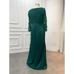 Vestido de noche africano de manga larga con cristales crepé, traje de noche personalizado, color verde, talla grande, 2022 - Product Image 4