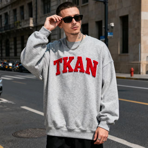 TKAN280 personalizado colores sólidos impreso logotipo bordado patrón gráfico hombres sudaderas cuello redondo cuello alto sudaderas al por mayor - Product Image 1