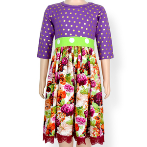 Falda Larga con Estampado Floral Personalizado, Ropa de Boutique para Bebés, Vestido Abullonado de Manga Larga para Niñas Pequeñas, Ropa de Otoño - Product Image 2