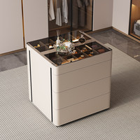 Îlot central de dressing de luxe sur mesure avec tiroirs, organisateur de dressing sur mesure, coiffeuse pour vestiaire haut de gamme