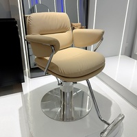 Fauteuil de Barbier Haut de Gamme en Acier Inoxydable, Style Moderne et Minimaliste pour Salons de Coiffure - Chaise de Coiffage Inclinable à Hauteur Réglable, Tendance et Élégante