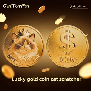 Rascador para Gatos Creativo en Forma de Moneda, Doble Cara, Montaje Vertical en Pared, Cartón Corrugado Resistente al Desgaste, Accesorio para Mascotas - Product Image 1