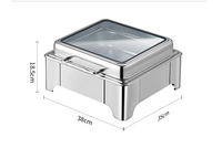 6L 9L Électrique En Acier Inoxydable Rectangulaire Hydraulique Hot Pot Hôtel De Luxe Réchauffeur De Nourriture avec Finition De Grain De Bois pour Buffet Ensemble